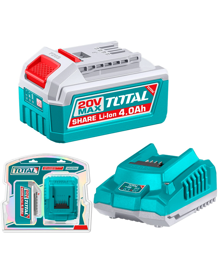 Juego Set Kit Batería 4.0ah + Cargador Rápido 2A 20V Total TFBCPK1012-4 Celeste - Imagen 2