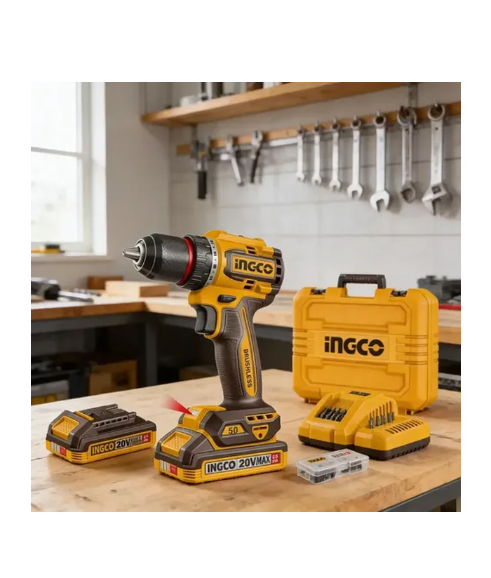 Taladro Atornillador 50Nm Compacto A Batería Inalámbrico 20V Motor Sin Carbones Brushless Ingco Naranja/Amarillo CDLI205062-4 - Imagen 4