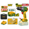 Taladro Atornillador Con Percutor A Batería 92Nm Motor Brushless Sin Carbones + 2 Baterías 4.0Ah + Cargador Jadever JDCDP9281-4 Amarillo/Verde