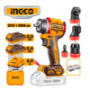 Taladro Atornillador Inalambrico 20V A Batería 66nm + 2 Baterias 2 ah + Cargador + 4 Cabezales Intercambiables Ingco CDLI206686-4