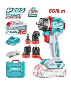 Taladro Atornillador Multiposición Inalambrico 20V A Batería 66Nm + 2 Baterias 2 Ah + Cargador + 4 Cabezales Intercambiables Total TDLI206686-4 Celeste