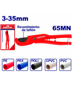 Tijera de Aluminio Corta Tubos PVC 3-35mm Emtop Roja EMPC54636